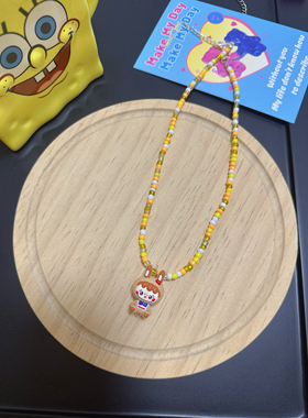 Liya原创拉布布串珠项链卡通可爱lububu玩偶吊坠甜酷辣妹风配饰女