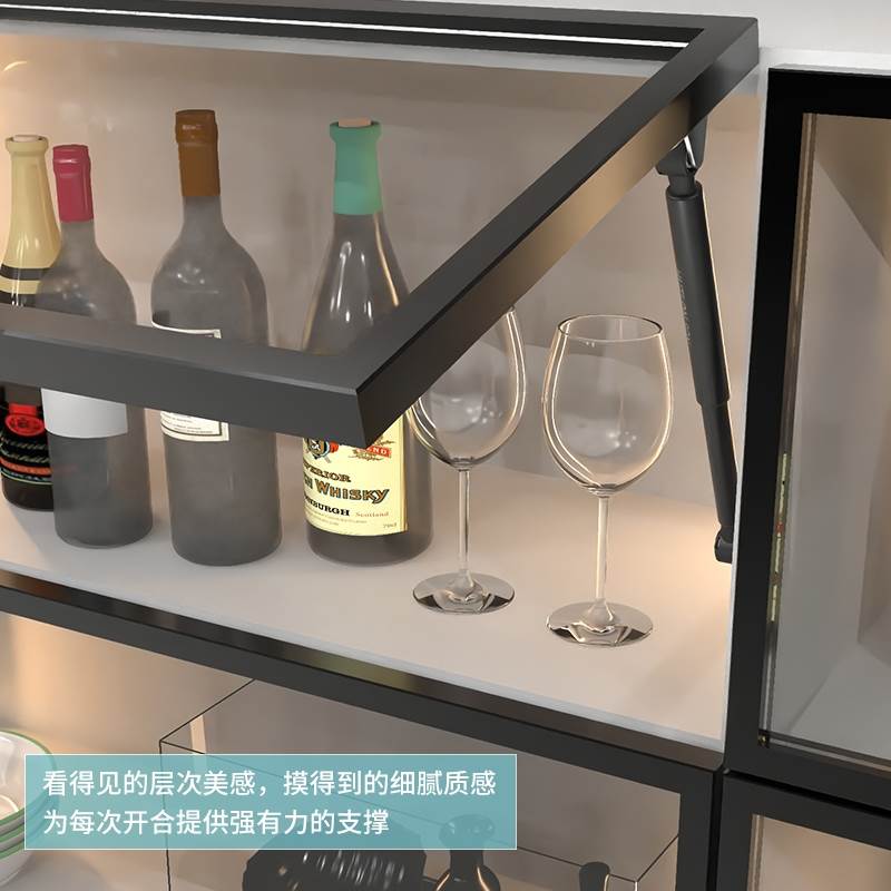 汇泰龙铝框玻璃门专用液压杆支撑杆橱柜上翻窄框极简门随意停气撑 - 图3