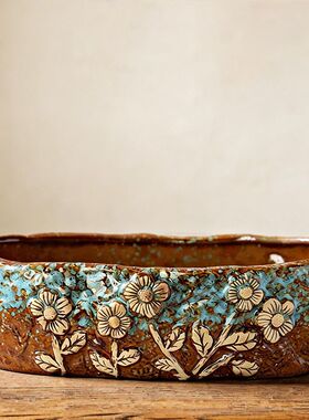 陶瓷花盆20-30厘米大口径多肉花盆陶瓷大号特价清仓花盆特大拼盘