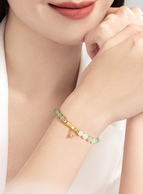 2023年新款女式节节高升上岸自然和田玉竹节手链小众设计几何手链