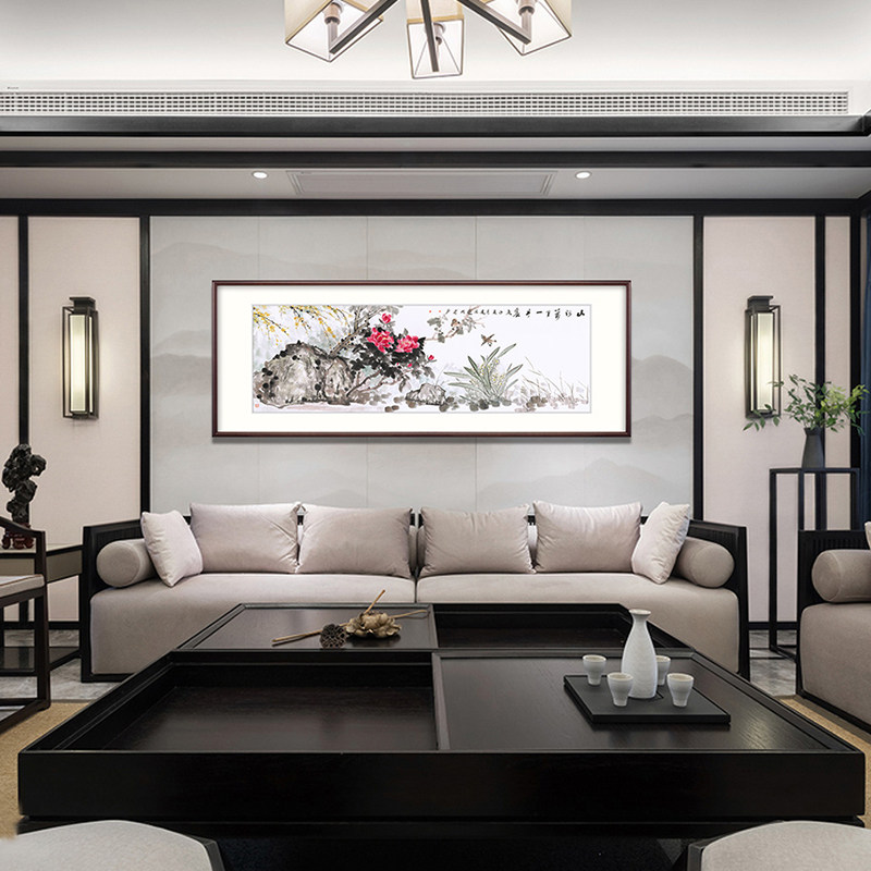 奕境新中式客厅装饰画沙发背景墙挂画卧室书房国画山河一片春_虎窝淘