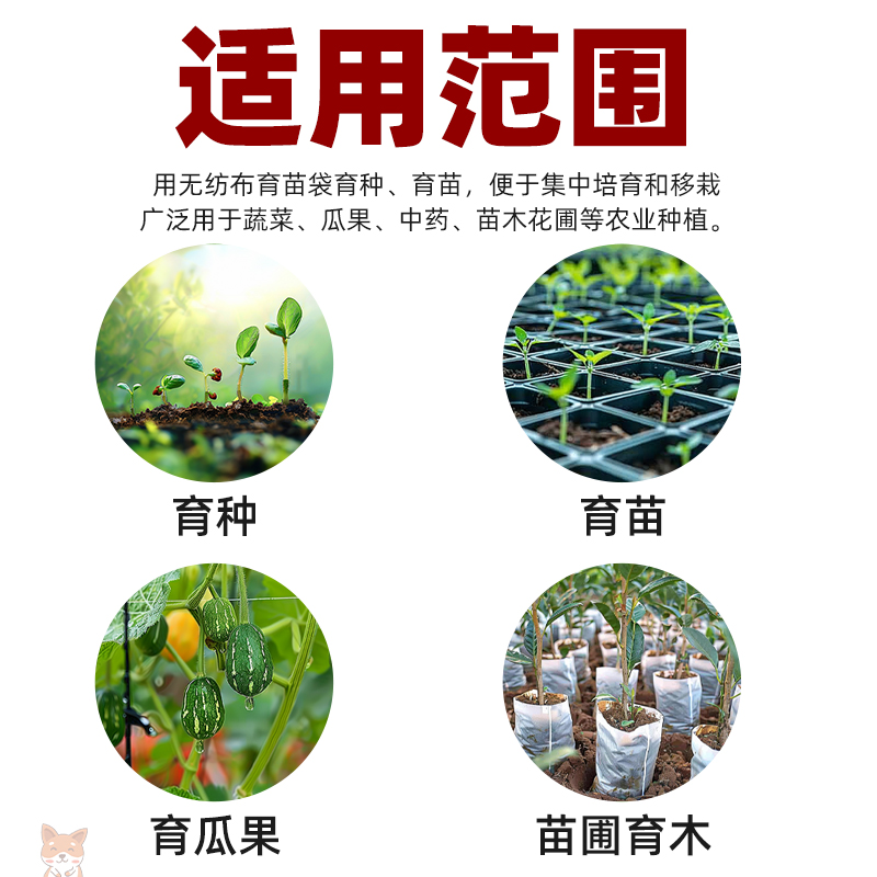 育苗杯无纺布育苗袋可降解园林种植树袋加厚苗圃花盆营养袋育苗盘-图3