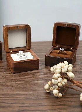Wooden Jewelry Box Small Portable Travel Ring Earrings Earri