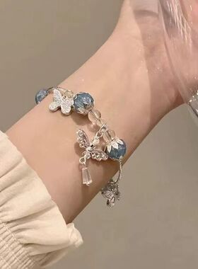 少女甜美百搭森系爆裂碎花蝴蝶手串新中式时尚超仙手饰送闺蜜生日
