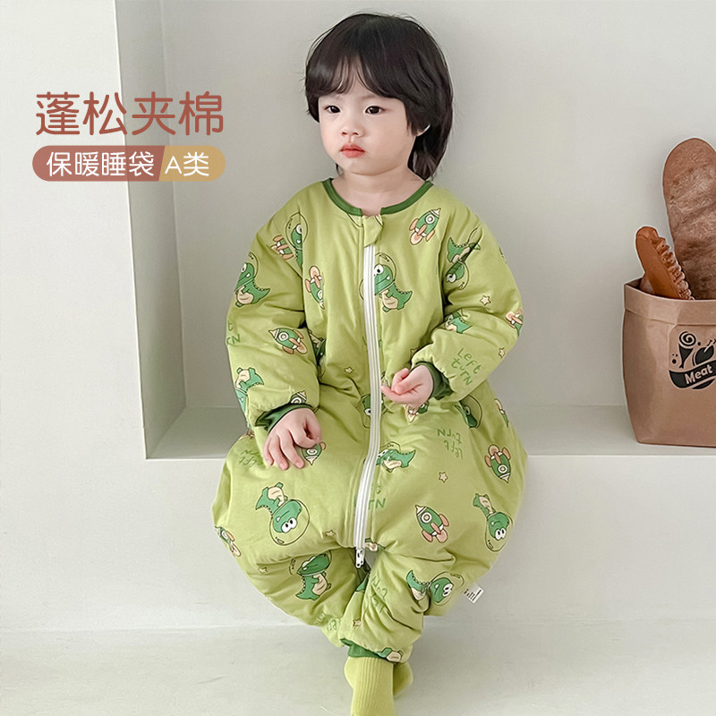 儿童连体睡衣男童秋冬防着凉恐龙睡袋婴儿保暖加厚宝宝睡袍薄棉女,淘宝优惠券,粉丝福利购,淘宝优惠卷