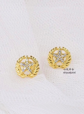 领花耳钉橄榄枝军恋耳饰兵哥哥送军嫂七夕礼物时尚小巧镶钻不过敏
