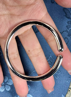 水滴圆条足银实心开口手镯定制
