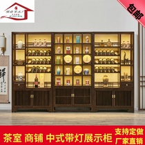 New Chinese style with light red wine rack leaning against wall display rack minimalist partition Wine Shop Commercial Liquor Cabinet Solid Wood