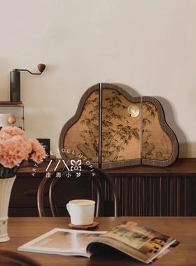 新中国风水墨竹屏风摆件桌面绘画彷古风格客厅电视柜入口侧柜覆古