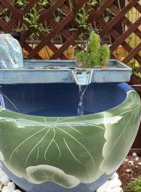 创意陶瓷鱼缸过滤养鱼大水缸造景流水器简约摆件假山鱼池水池配件