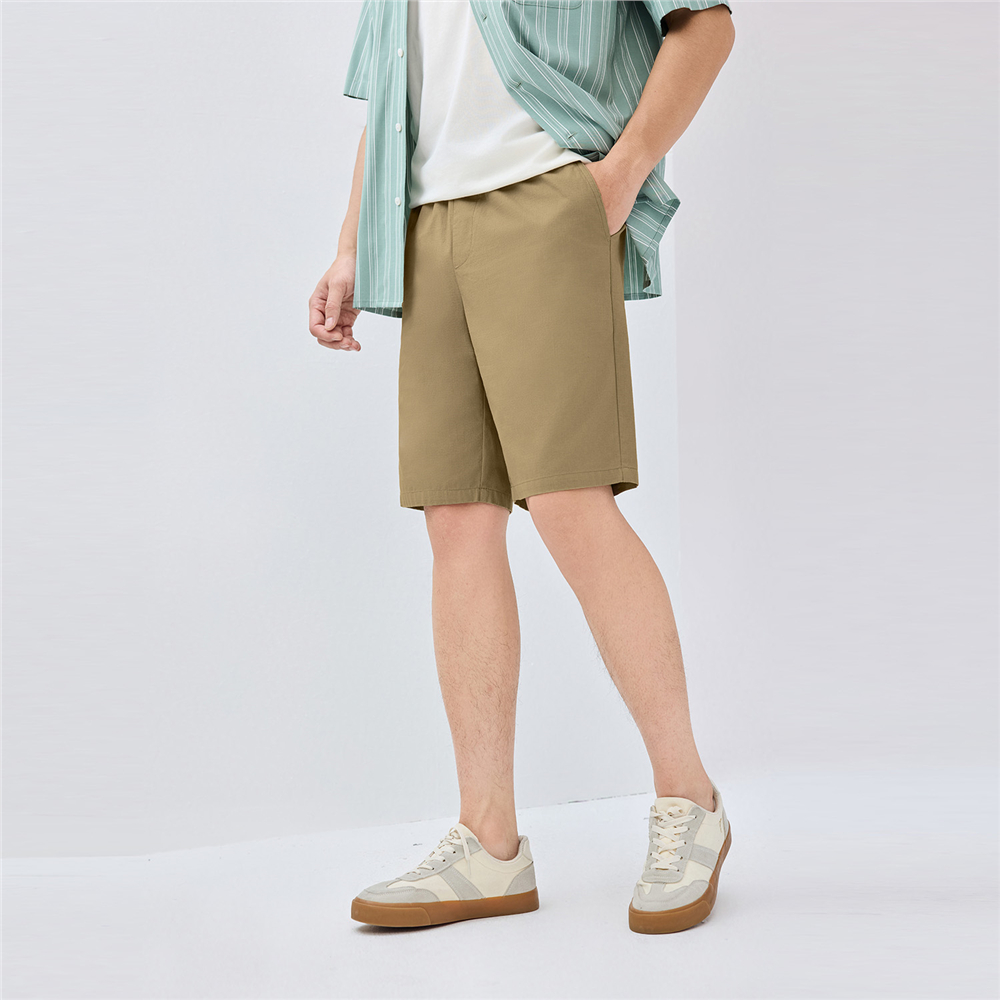 佐丹奴短裤男装纯棉暗格纹松紧腰梭织休闲短裤 01105304