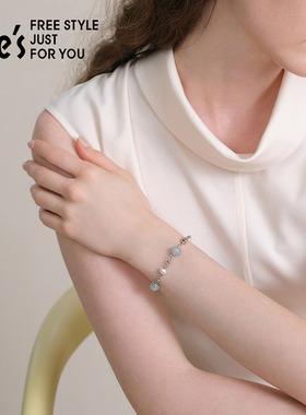 shes手工串珠绿柱石手链