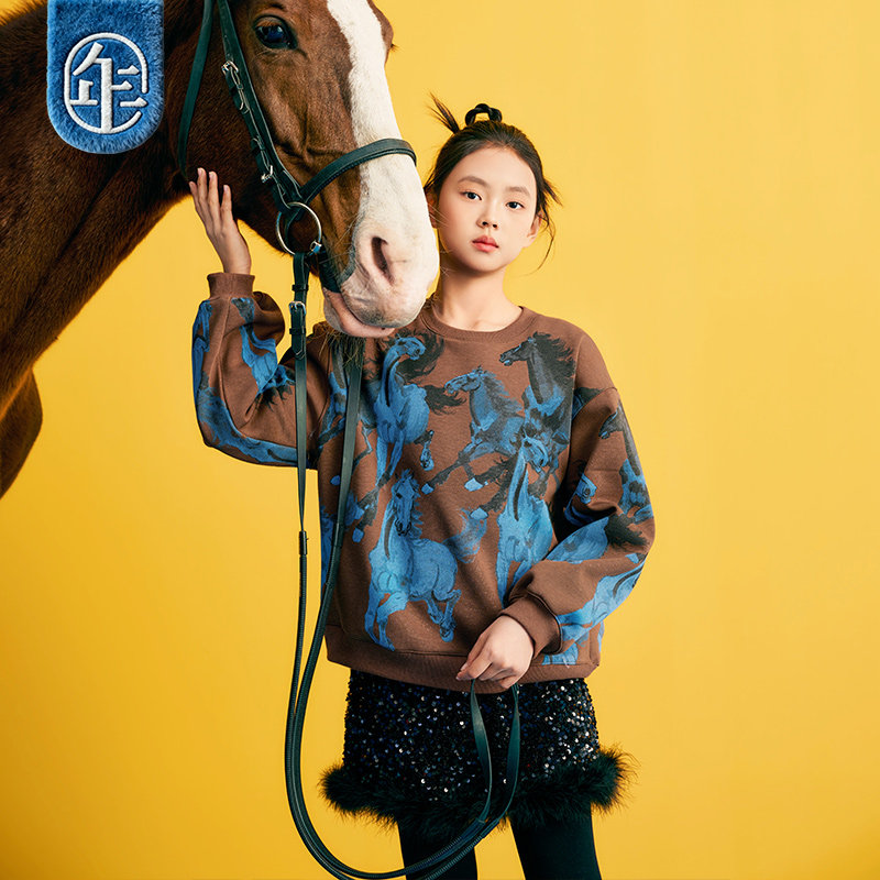 徐悲鸿联名年衣童装儿童加绒卫衣冬款男女童亲子装中式上衣拜年服,淘宝优惠券,粉丝福利购,淘宝优惠卷