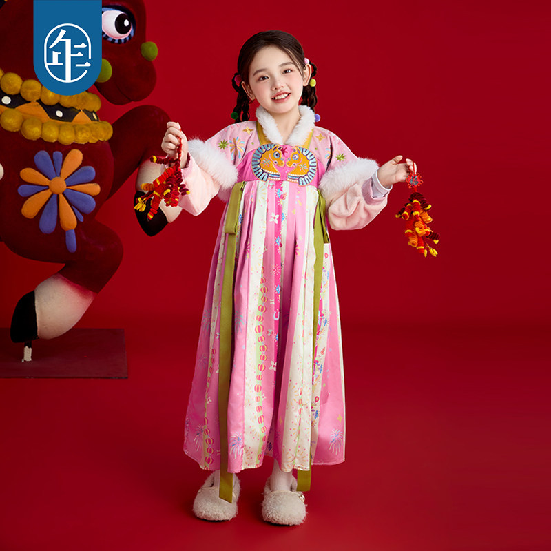 年衣童装儿童汉服裙女童冬季新款改良唐装汉服连衣裙新年拜年服,淘宝优惠券,粉丝福利购,淘宝优惠卷