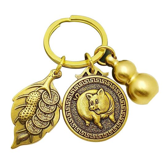 Lucky and safe gourd zodiac key chain