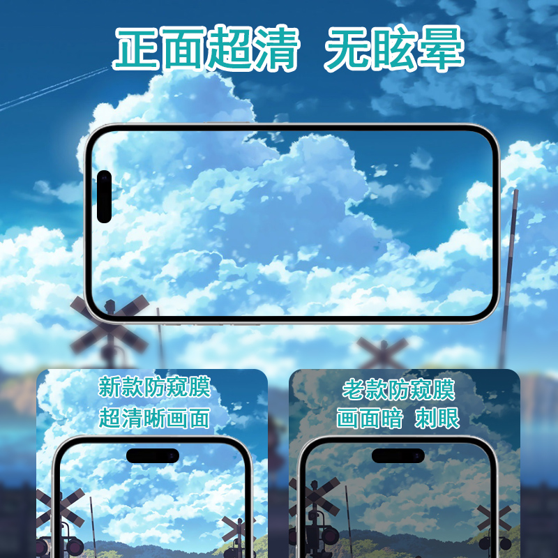 适用苹果16promax防窥膜360度16pro四面iphone16隐私上下左右16plus不碎边全屏防爆进口材质
