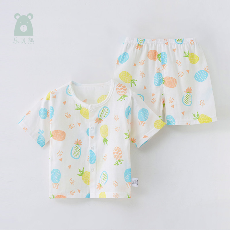乐贝熊婴儿内衣套装夏季纯棉空调服 乐贝熊内衣套装