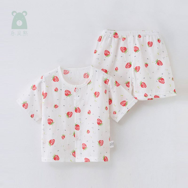 乐贝熊婴儿内衣套装夏季纯棉空调服 乐贝熊内衣套装