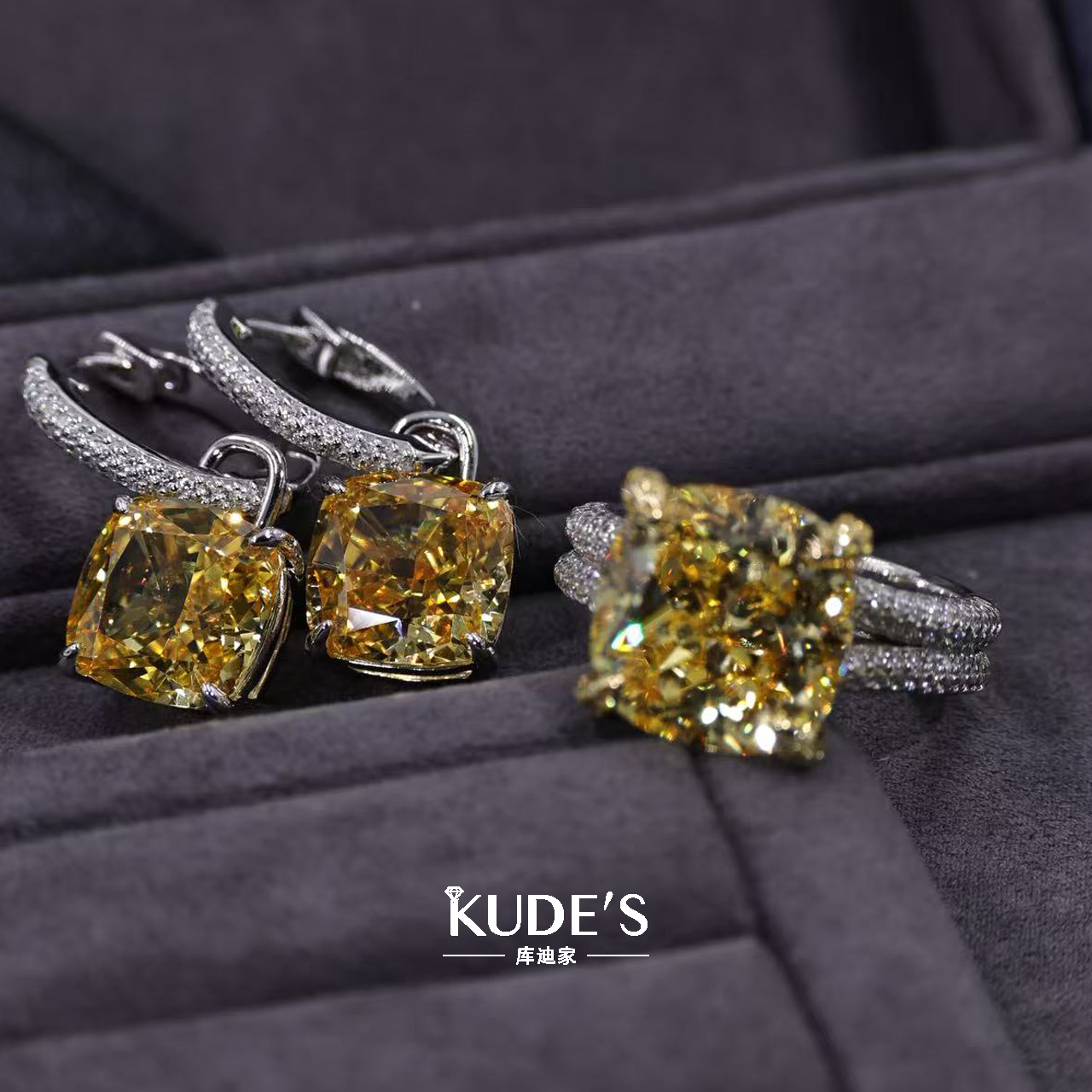 库迪家轻奢20克拉雷迪恩切闪亮黄钻耳环女小众设计感银饰耳饰百搭,淘宝优惠券,粉丝福利购,淘宝优惠卷