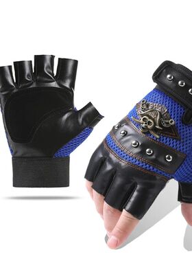 Men Punk Motorcycle Gloves Summer Spring Rivet Pirate Skull