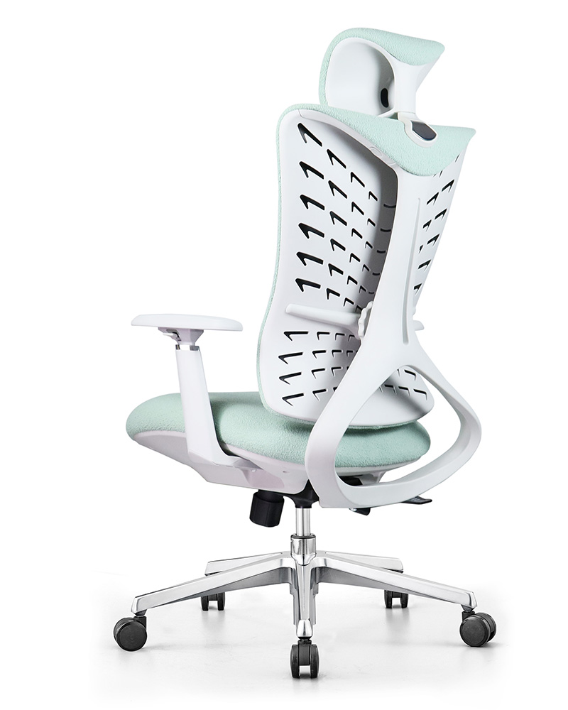 灰白框电脑椅升降旋转扶手职员办公椅舒适护腰网布透气