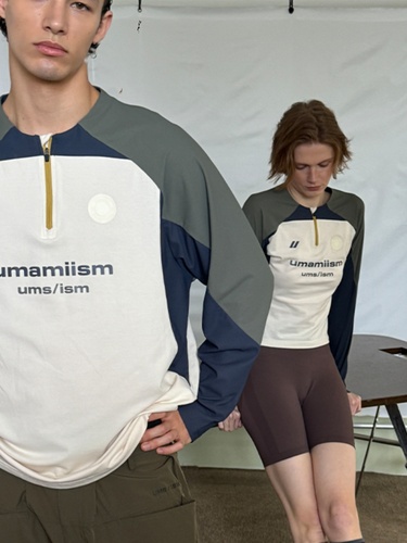 UMAMIISM有茂密声速干防晒骑行跑步运动长袖半拉链训练服球衣T恤