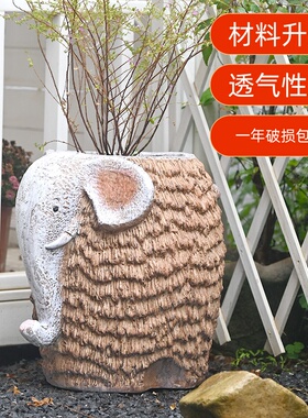 复古大象花盆庭院装饰花园摆件