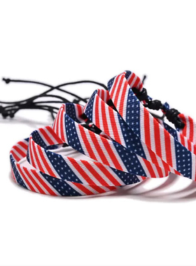 欧美跨境热销领结手链美丽国旗编织男女ins 风个性时尚百搭手绳