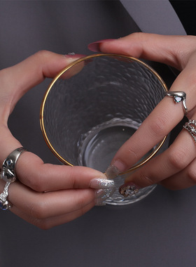 钛钢不掉色镶嵌宝石戒指男女小众