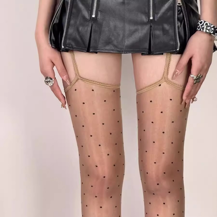 古早千禧轻亚风吊带波点丝袜y2k辣妹点点御姐清冷复古甜欲小众 - 图2