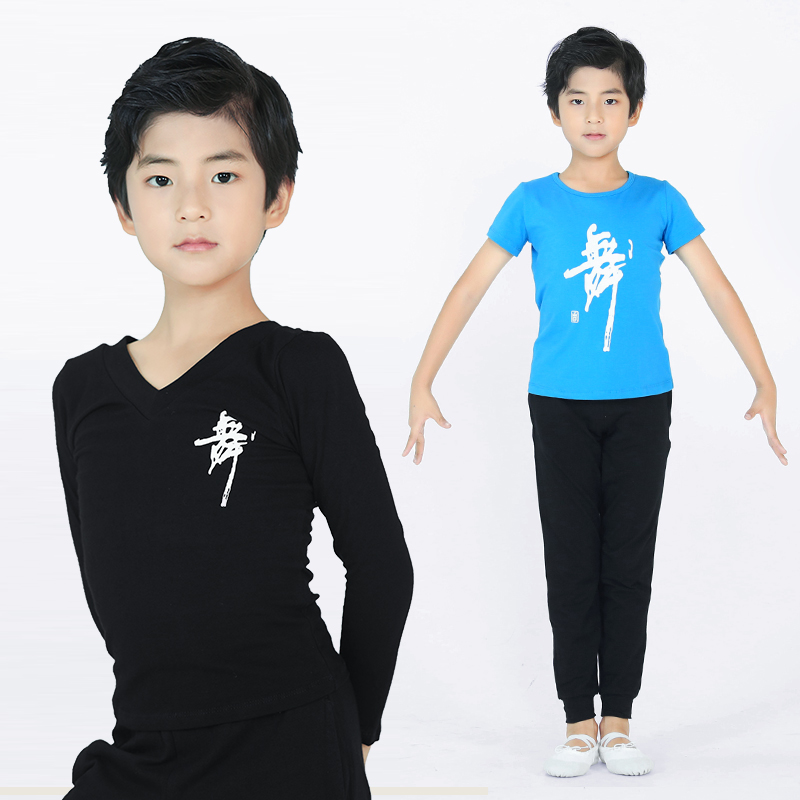 男童舞蹈服练功服夏两件套中国舞体操服分体少儿拉丁舞服装形体服 - 图0