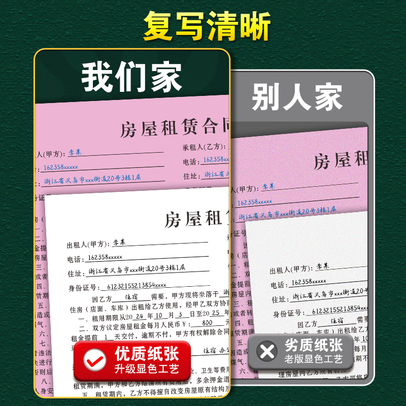 租房合约房东版房屋租赁协议书定制租金票据宿舍记账本民宿房子住房房租水电收租本酒店二联房租单出租房合同-图2