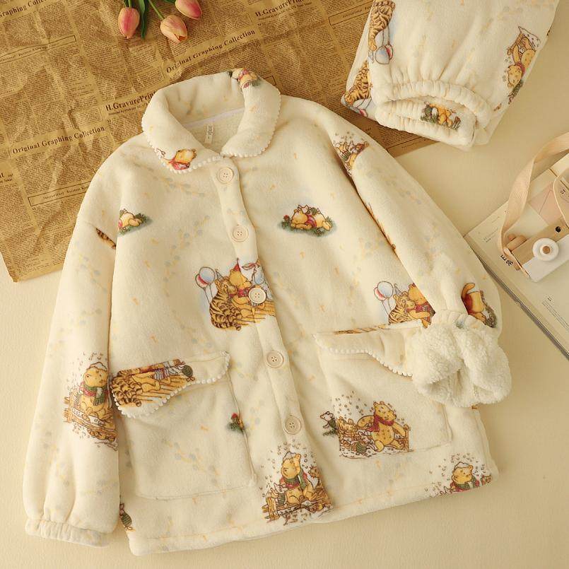 羊羔绒双层珊瑚绒卡通睡衣女法兰绒秋冬季韩版家居服女可爱套装,淘宝优惠券,粉丝福利购,淘宝优惠卷