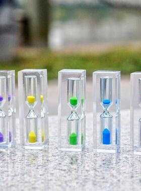 亚克力水晶胶刷牙游戏创意桌面摆件1分2分3分5分三分钟沙漏计时器