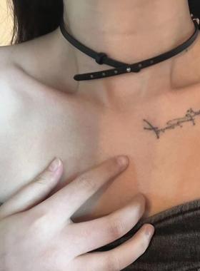 高品质黑色皮带扣choker项链小众感日常百搭短款项圈极简颈环甜酷