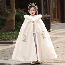 Girls Handwear The Beatles Childrens autumn and winter outings Thickened Warm Princess Cloak Fur Collar and Shoulder China Wind