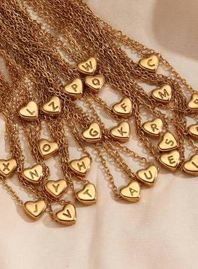 Ladies Minimalist Small Love Initial Necklace Jewelry Stainl