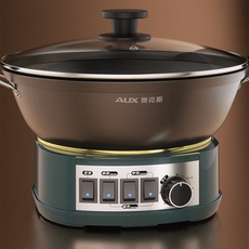 Плиты 奥克斯多功能电炒锅家用电热锅铸铁大功率蒸锅电炒菜锅蒸煮一体锅