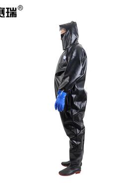 安赛瑞全身连体下水裤防水服水库雨裤雨鞋防水衣41码/黑色300081