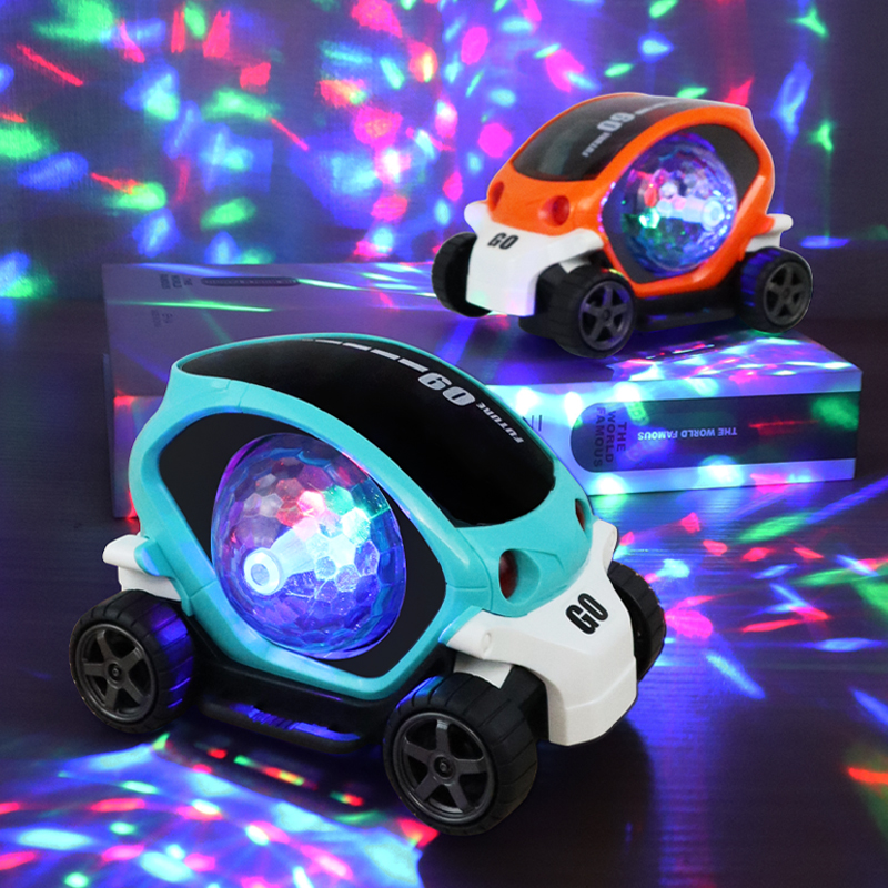 儿童电动玩具小汽车男孩闪光音乐玩具车电动万向灯光卡通玩具车女 - 图0