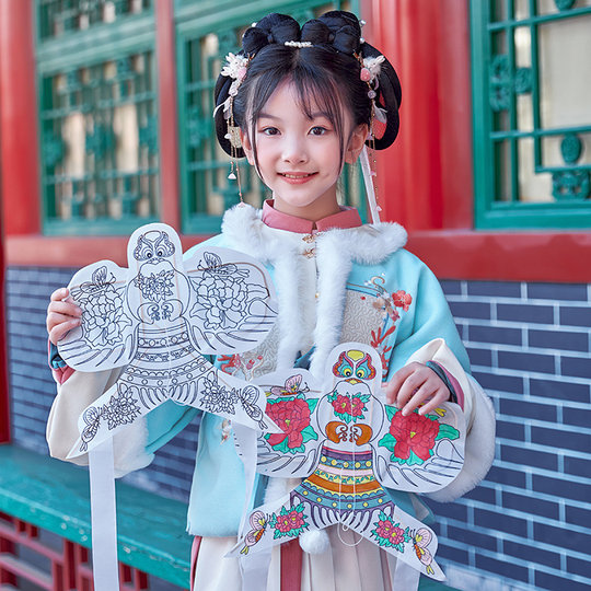 2025新款可飞迷你空白填色竹签风筝材料包DIY自制手工绘画带鱼竿