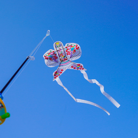 2025新款可飞迷你空白填色竹签风筝材料包DIY自制手工绘画带鱼竿