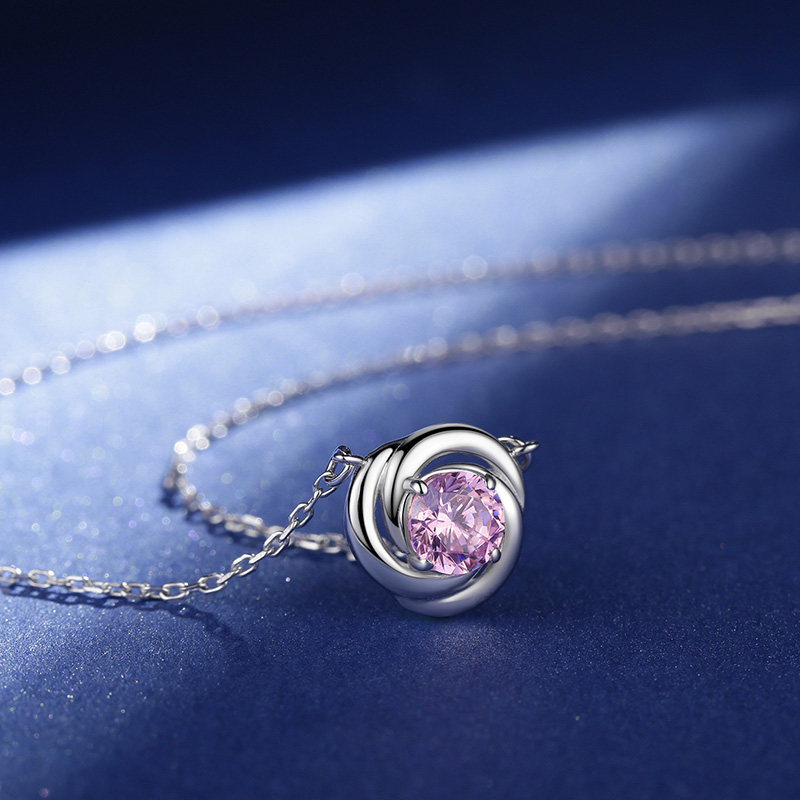 海漾三叶草女超闪锆石925纯银项链 海漾珠宝项链