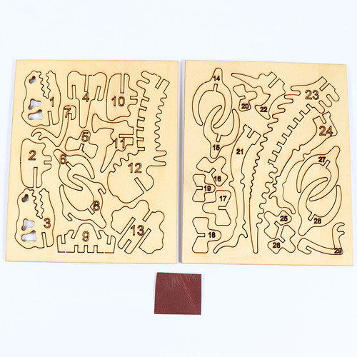 科学实验木质手工动物恐龙模型儿童益智拼装玩具霸王龙3D立体拼图 - 图0