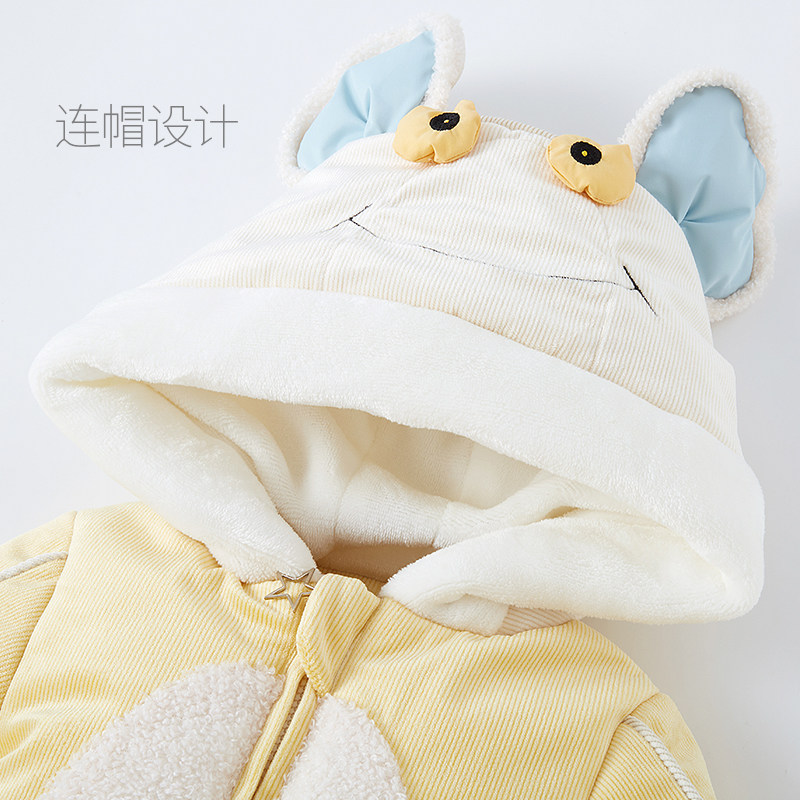 婴儿衣服冬季可爱连帽连体加绒棉服 慧婴岛连身衣/爬服/哈衣