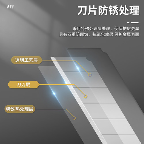 200片美工刀刀片大号18mm工业用刀具刀片壁纸刀裁纸刀介刀墙纸专用刀架片美缝加厚sk5锋利刀片黑刃架子切割剪 - 图2