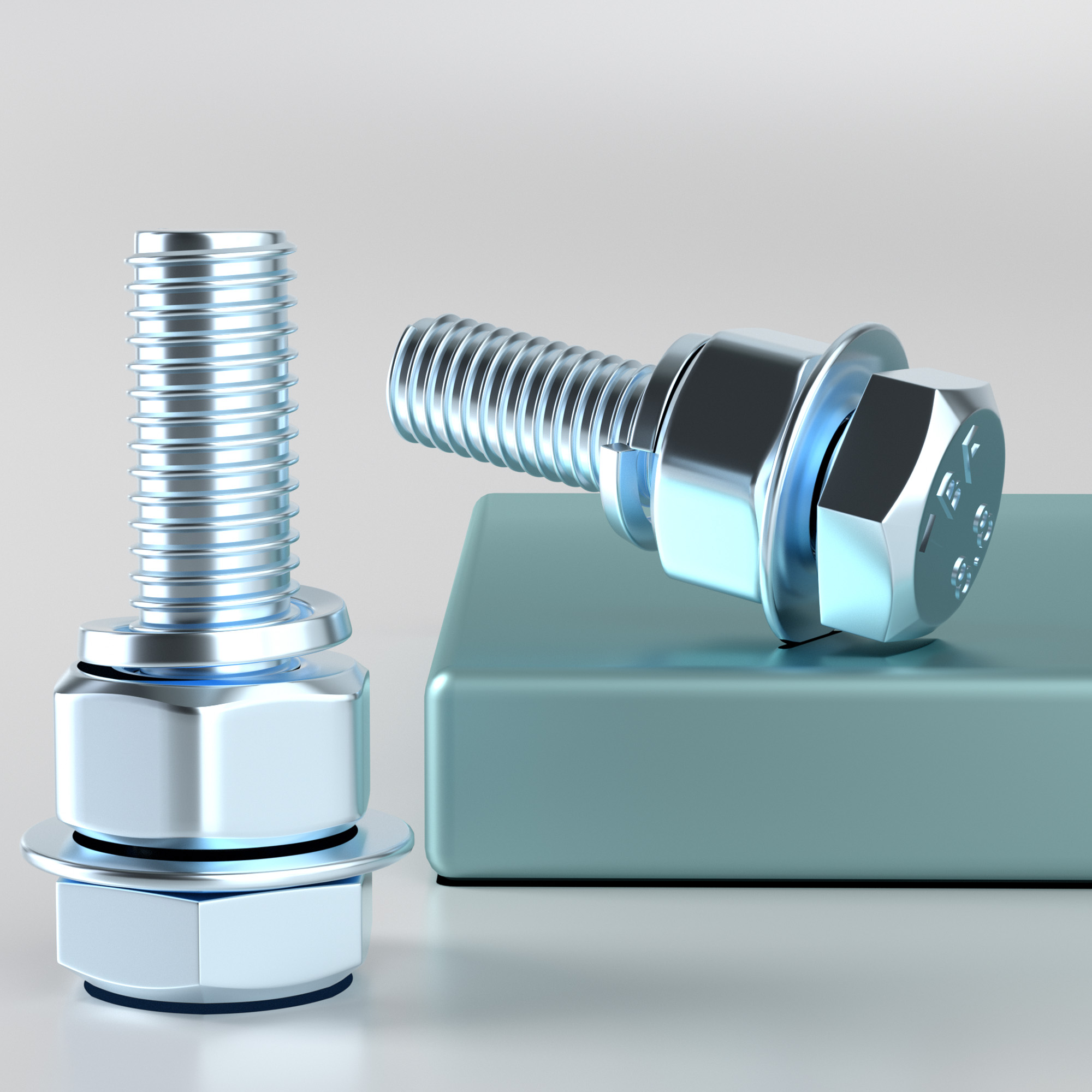 8.8级外六角螺丝镀锌平弹垫组合螺栓螺母套装大全M5M6M8M10M12M16 - 图1