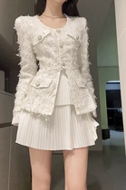 Chaebol rich family of gold Sensation Temperament White Small Fragrance Coat Woman Autumn 2023 New Superior Feel Blouse Half Skirt Suit