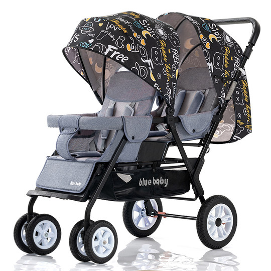 Shubei love twin stroller can sit and lie down foldable