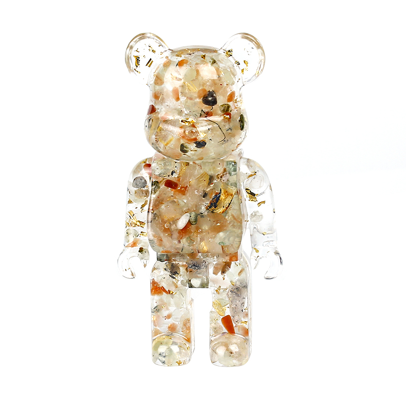 外贸天然水晶碎石暴力熊桌面摆件装饰树脂工艺品bearbrick150% - 图3